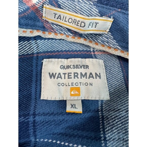 Quicksilver Waterman Collection Flannel Long Sleeve Shirt Tailored Fit SZ XL - Picture 9 of 12